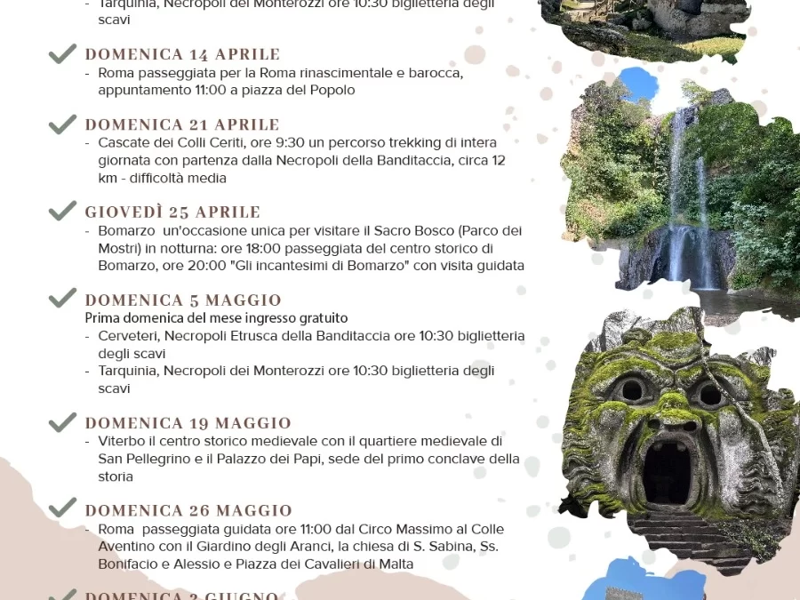 Eventi primaverili 2024 in Etruria e a Roma